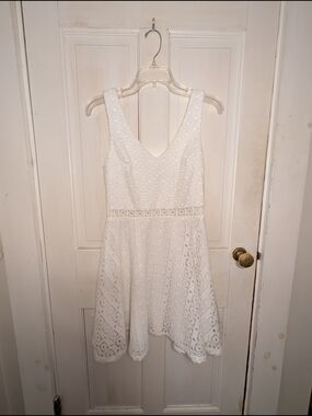 City Studio White Sleeveless Lace Fit & Flare Mini Dress
